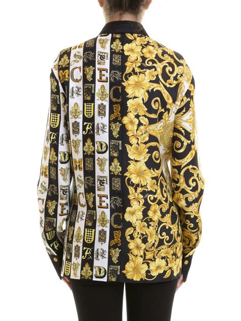 Versace Gold Hibiscus print silk shirt 